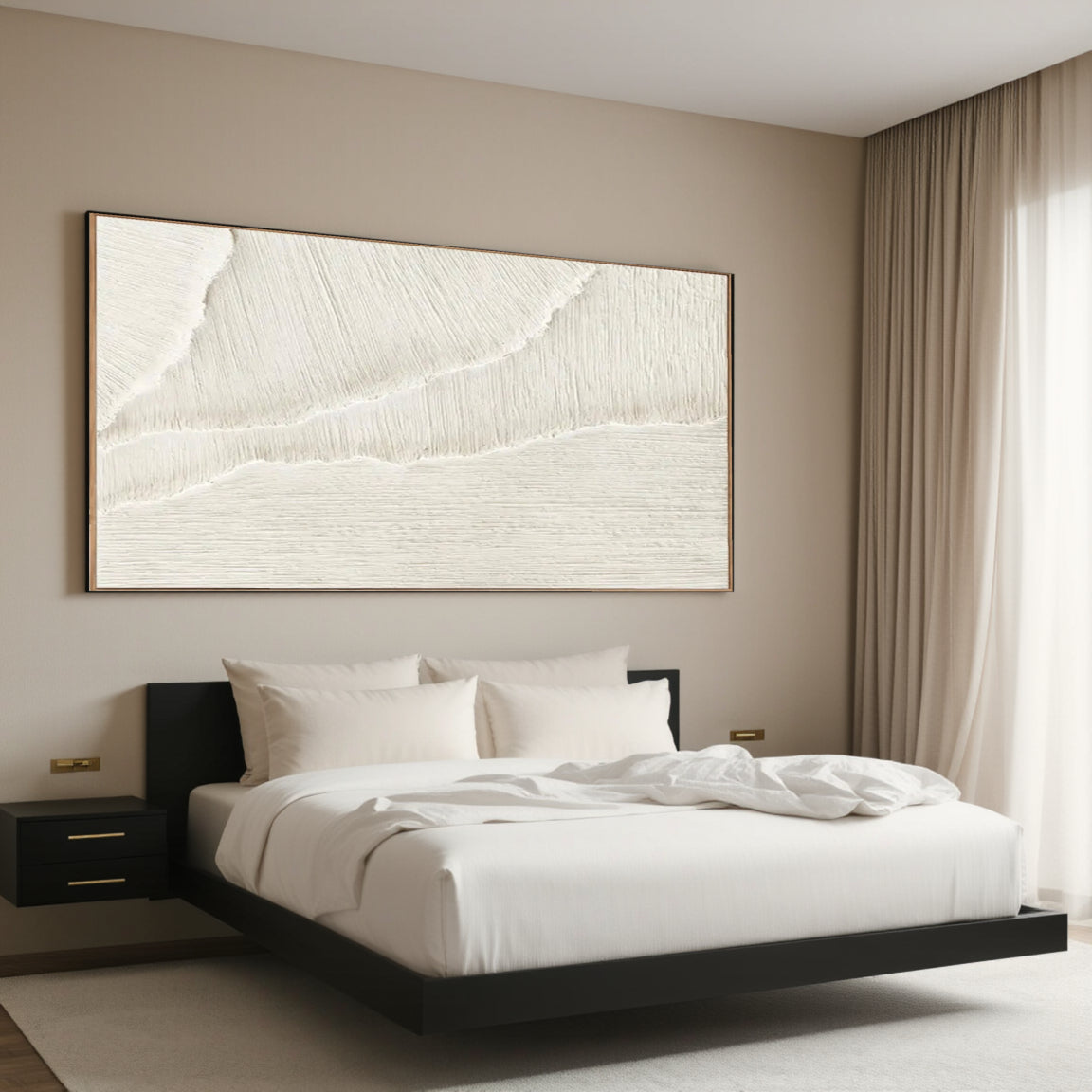 Wide Scratch Line White Wall Art