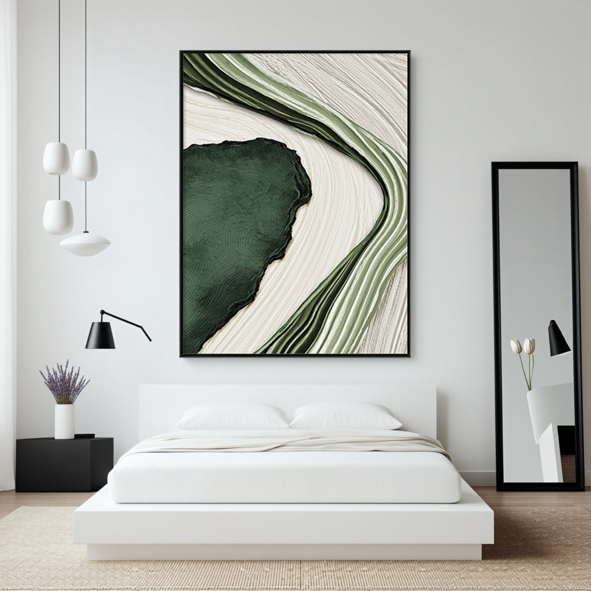 Green Marble Flow Abstract Canvas Art