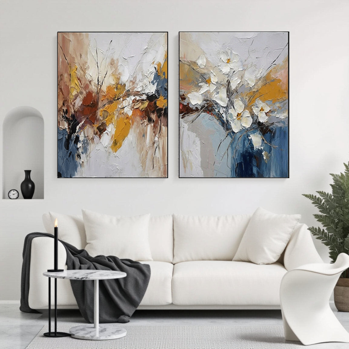 Multicolor Abstract Floral Canvas Set of 2