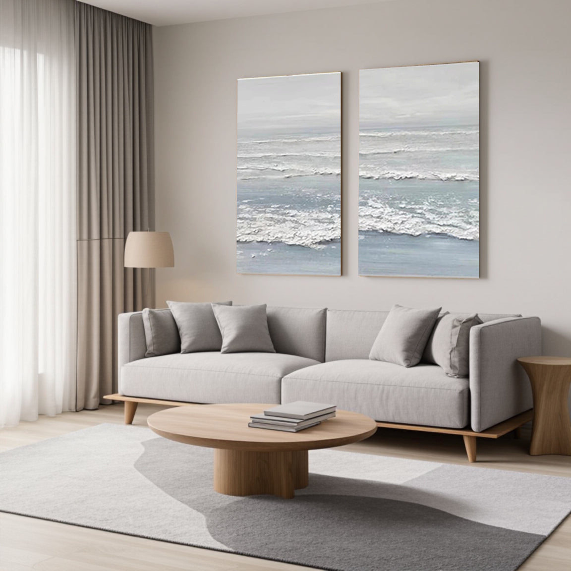 Blue Wave Textured Canvas Wall Art Set of 2