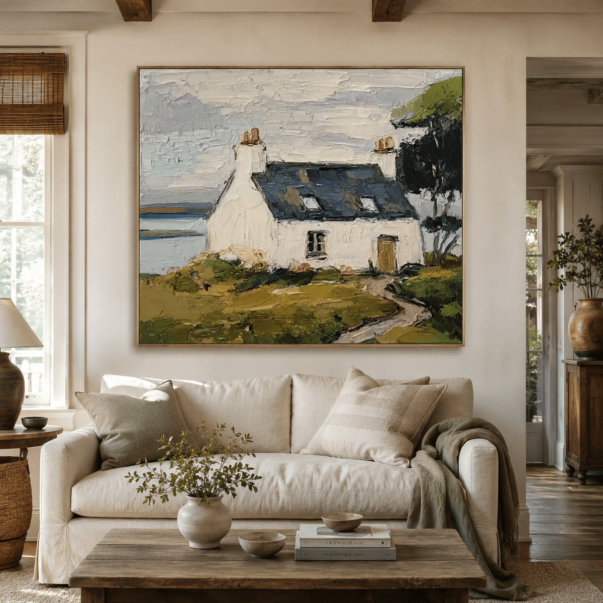 Impressionist Landscape Art | Lakeside Cottage Reverie