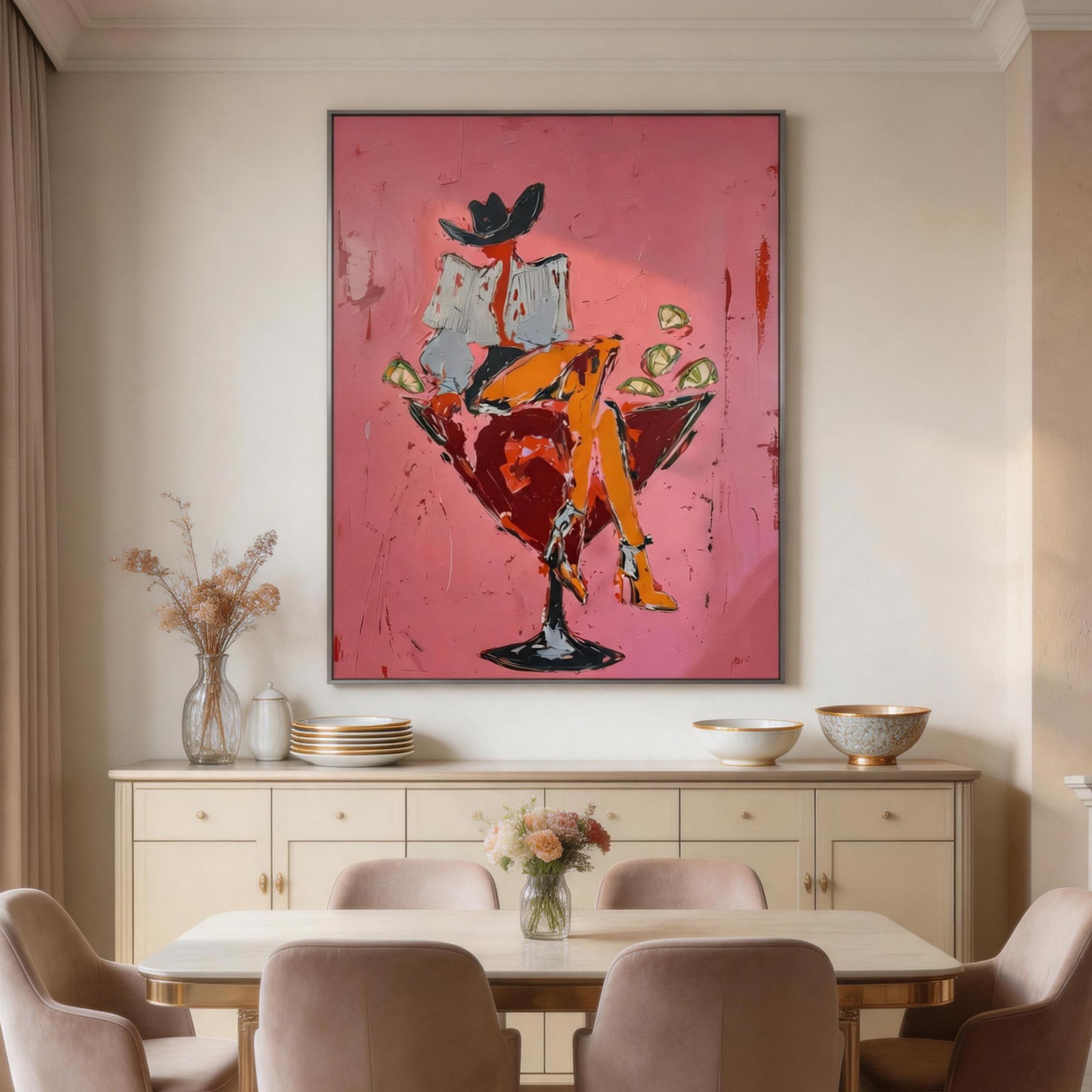 Stirred Up | Pink Pop Art Oil Painting