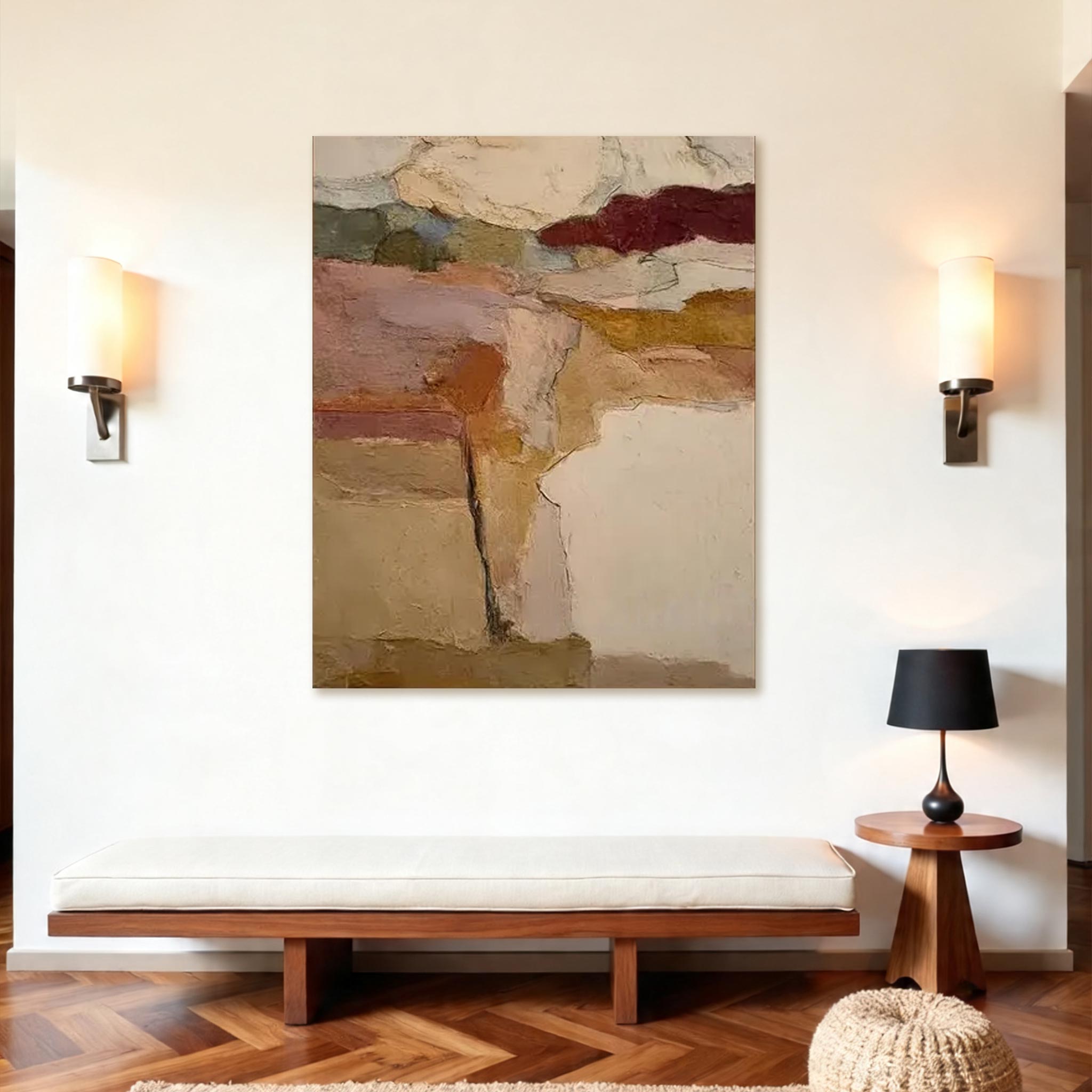 Large Abstract Textured Wall Art — Earth Tone Canvas Painting