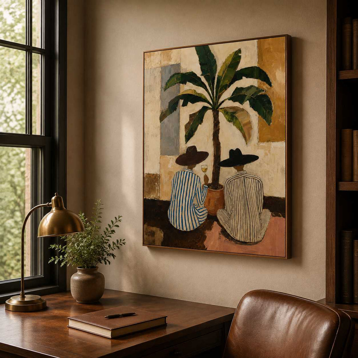 Contemporary Folk Art | Companions Beneath the Palm