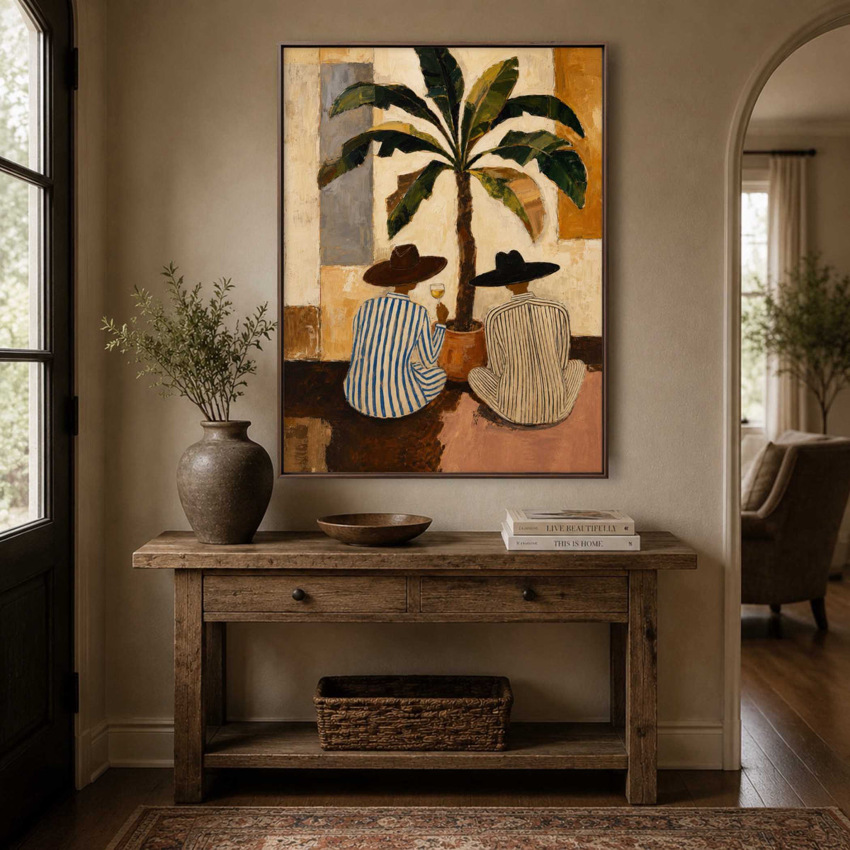 Contemporary Folk Art | Companions Beneath the Palm