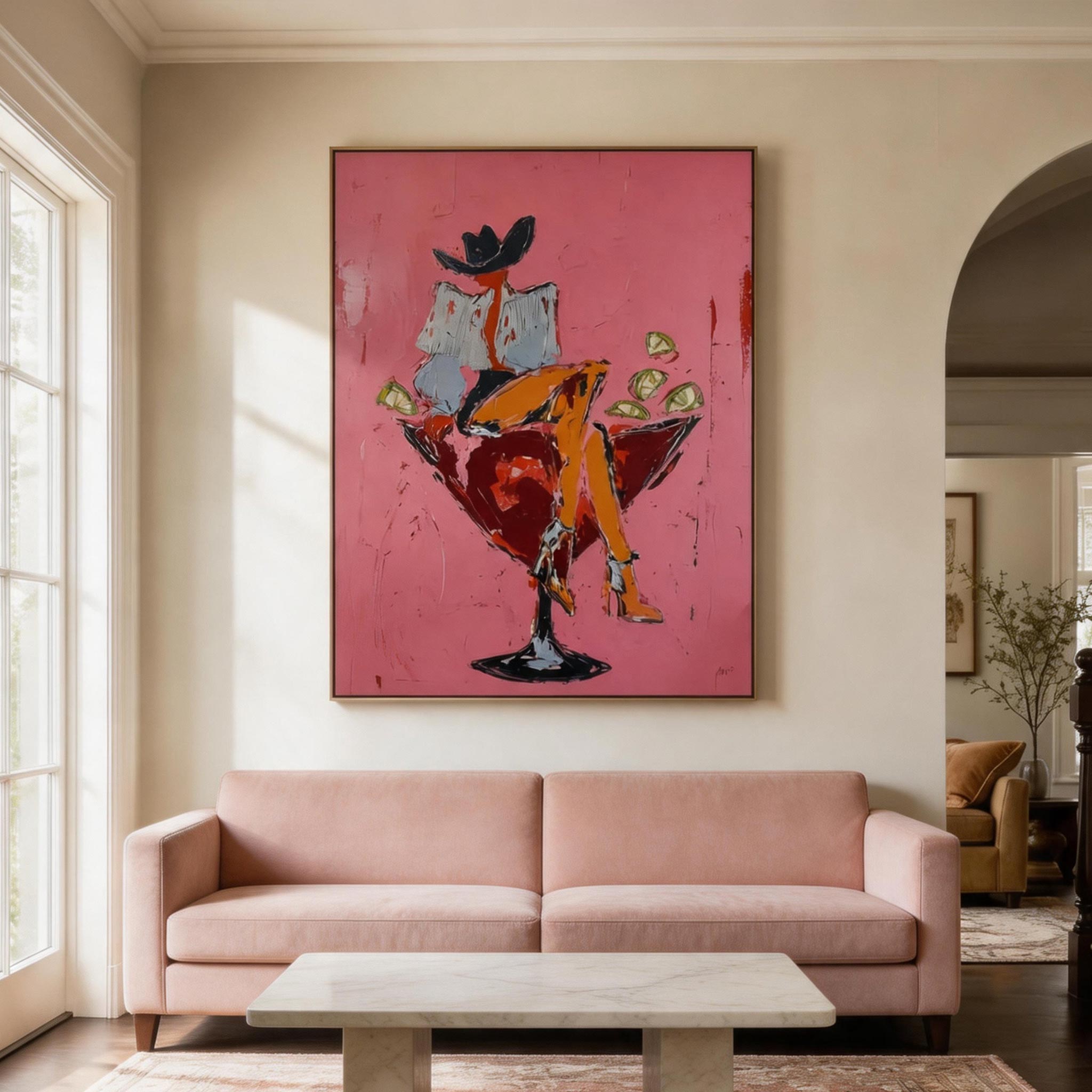 Stirred Up | Pink Pop Art Oil Painting