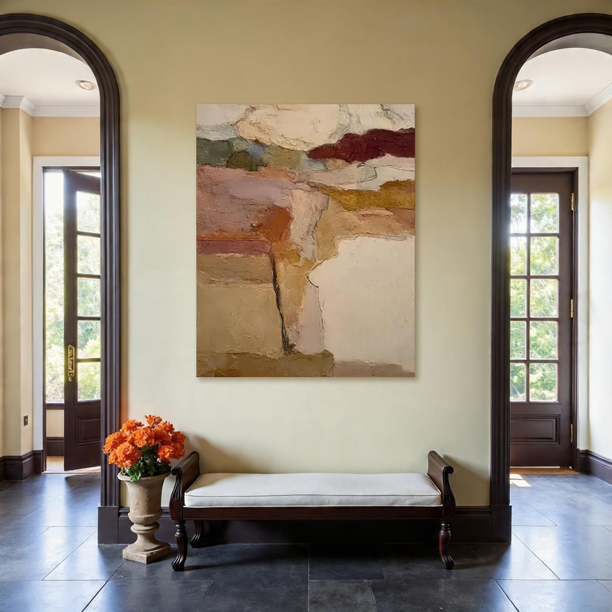 Large Abstract Textured Wall Art — Earth Tone Canvas Painting