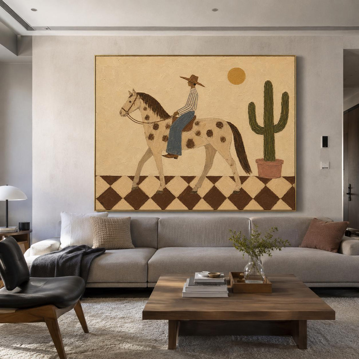 Vintage Americana Art | Cowboy & Spotted Horse