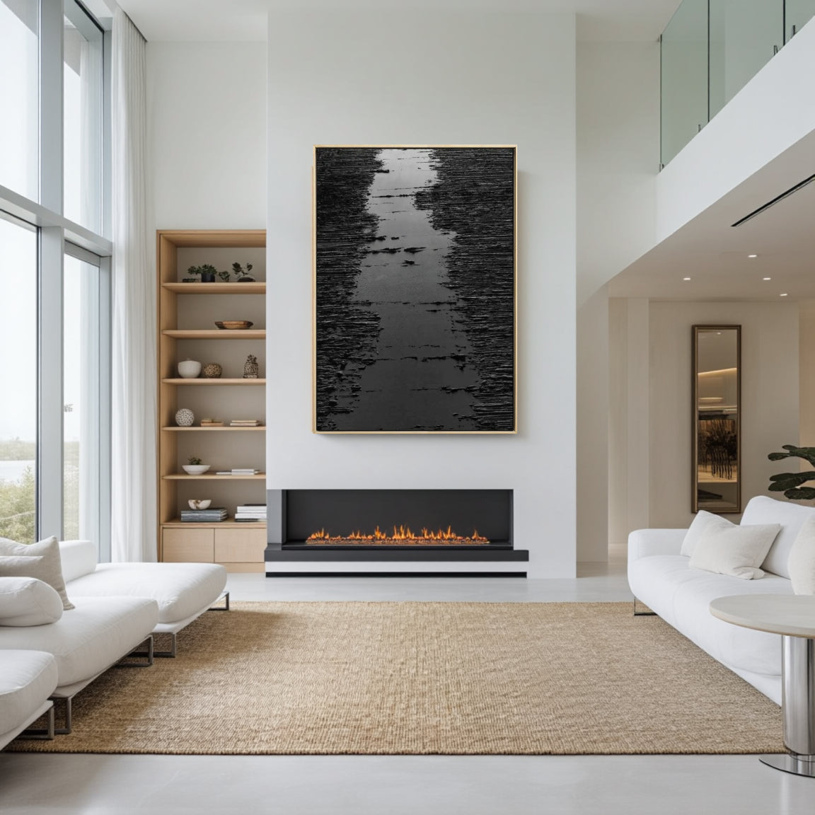 Sculptural Ink Wash Abstract Wall Art