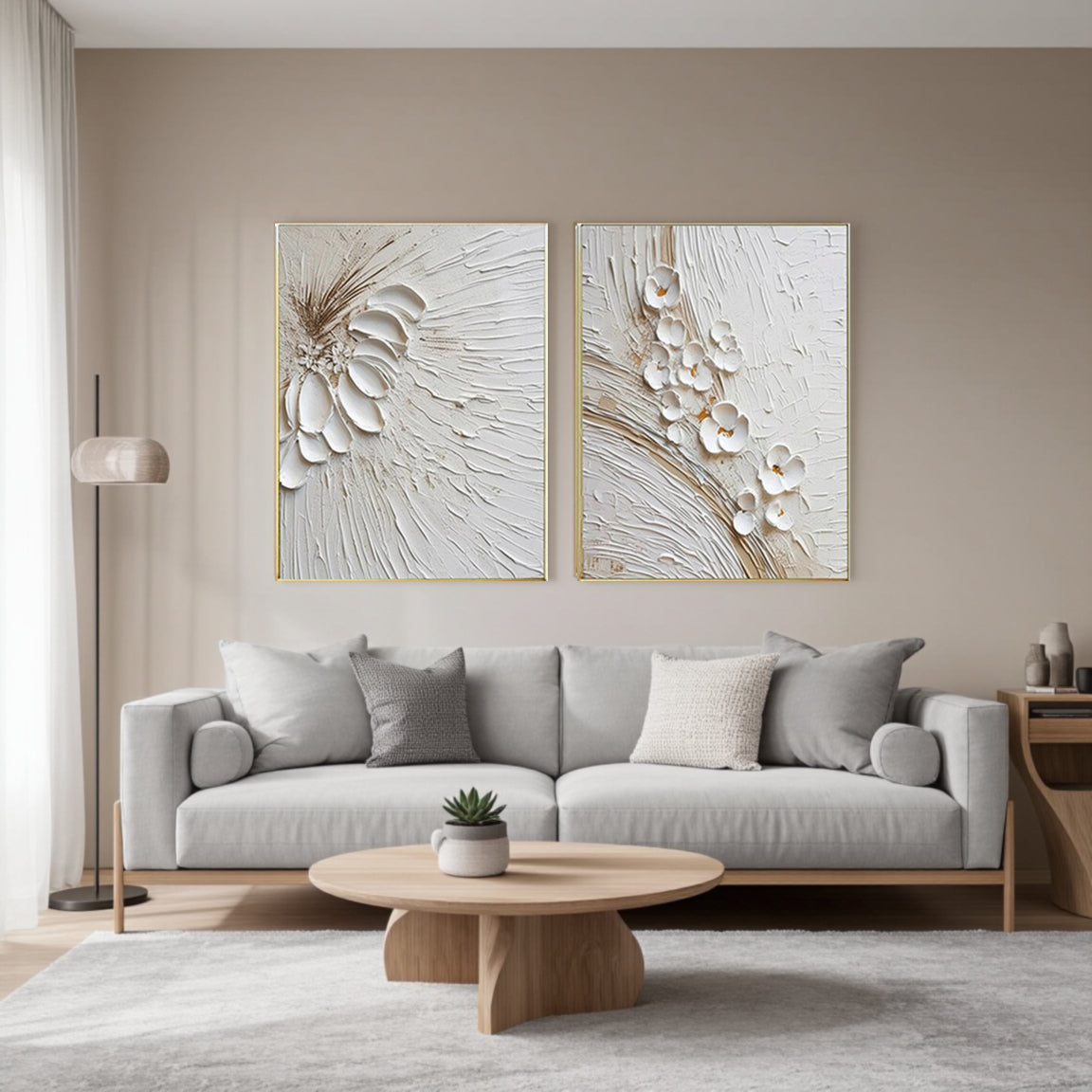 3D Textured Floral Duo Canvas Set of 2