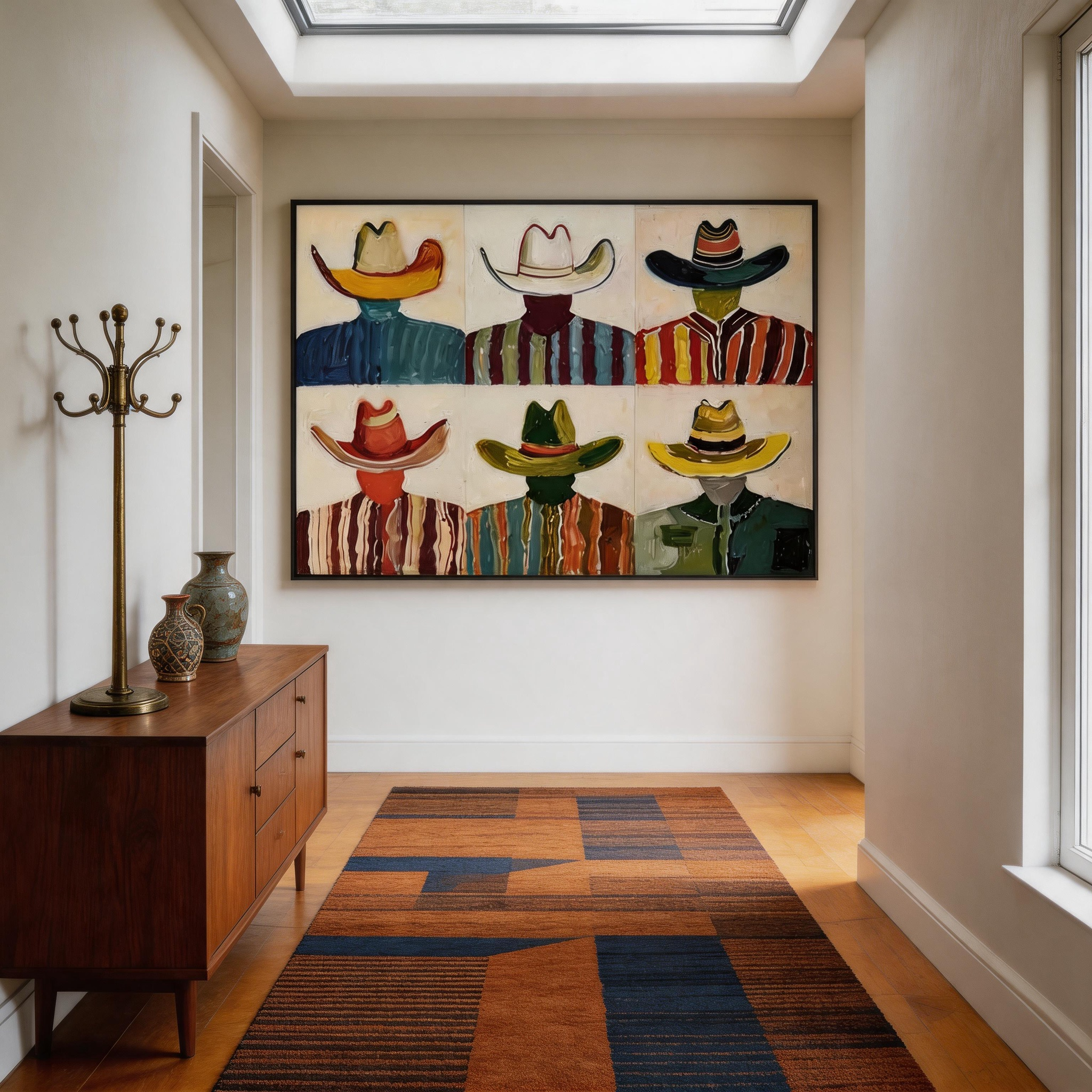 Colorful Cowboy Portrait Wall Art for Modern Western Home Decor