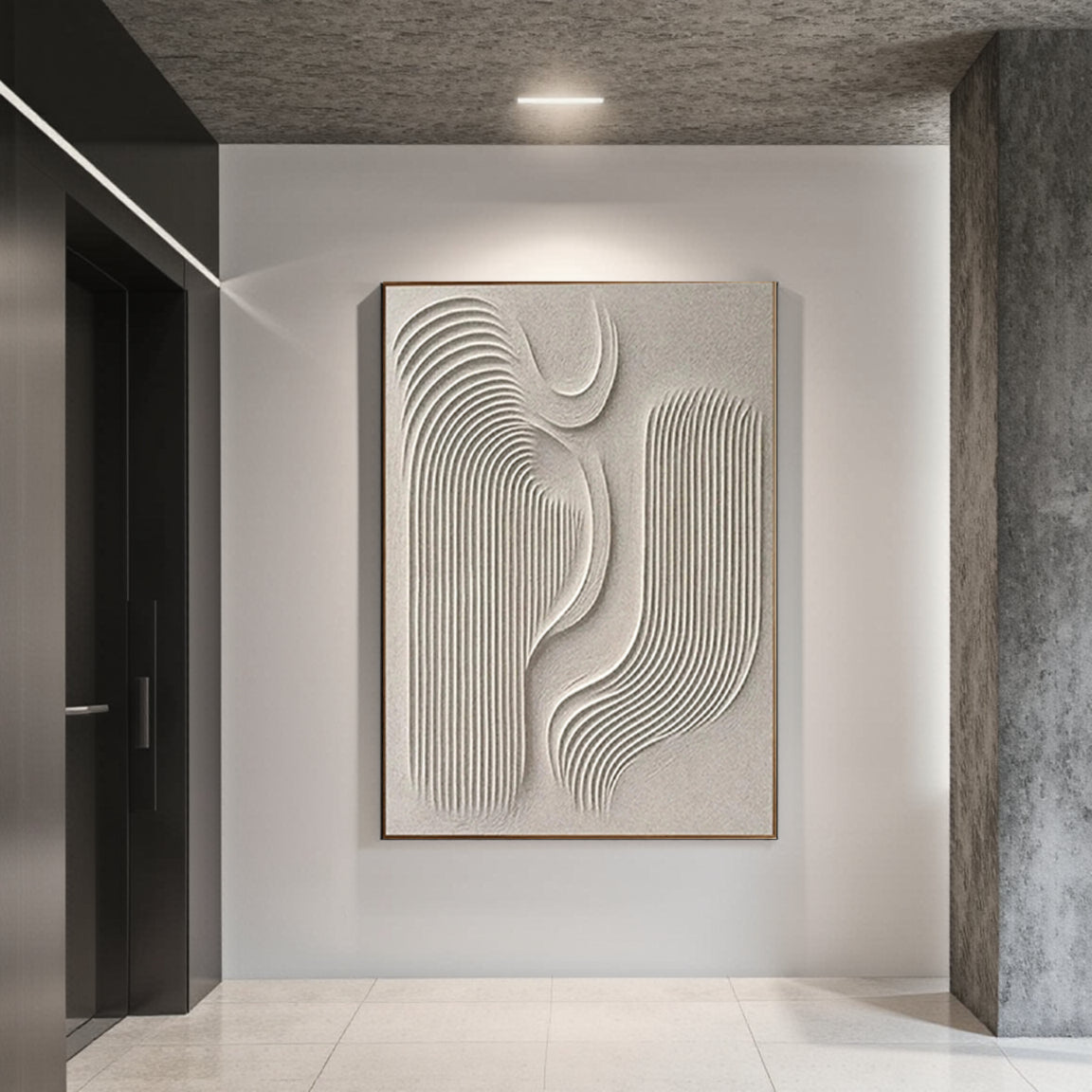 Geometric Wave Relief Abstract Wall Art