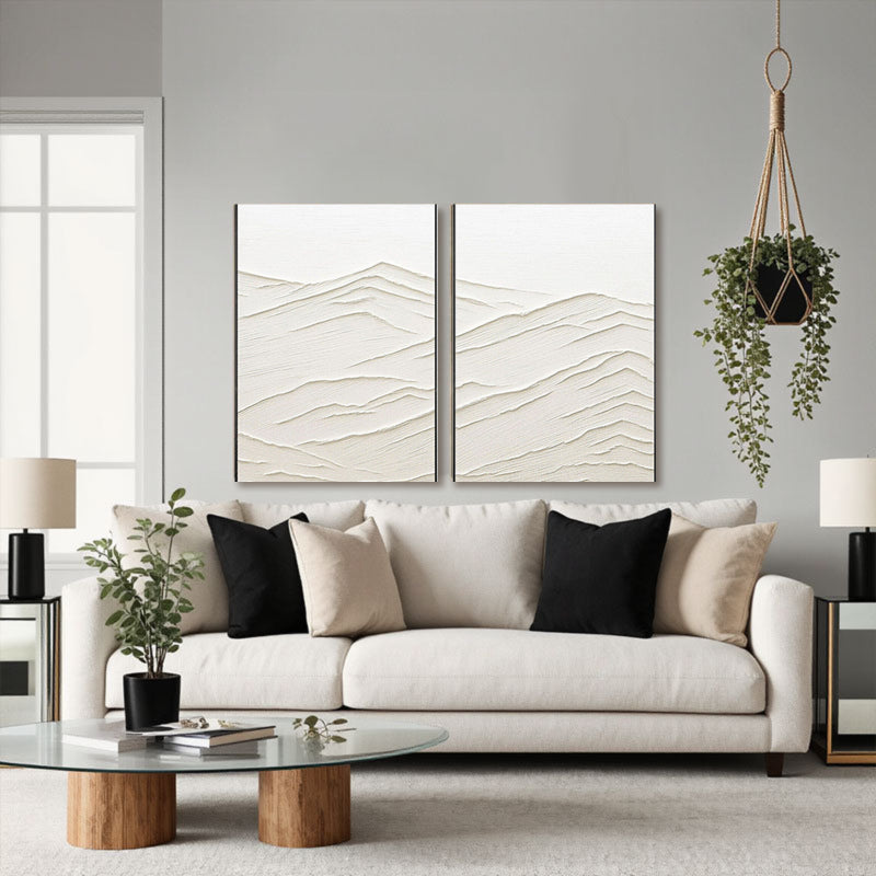3D Textured White Mountain Range Wall Art Set of 2