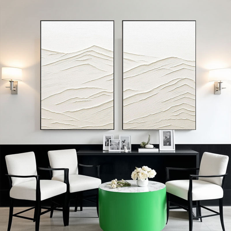 3D Textured White Mountain Range Wall Art Set of 2