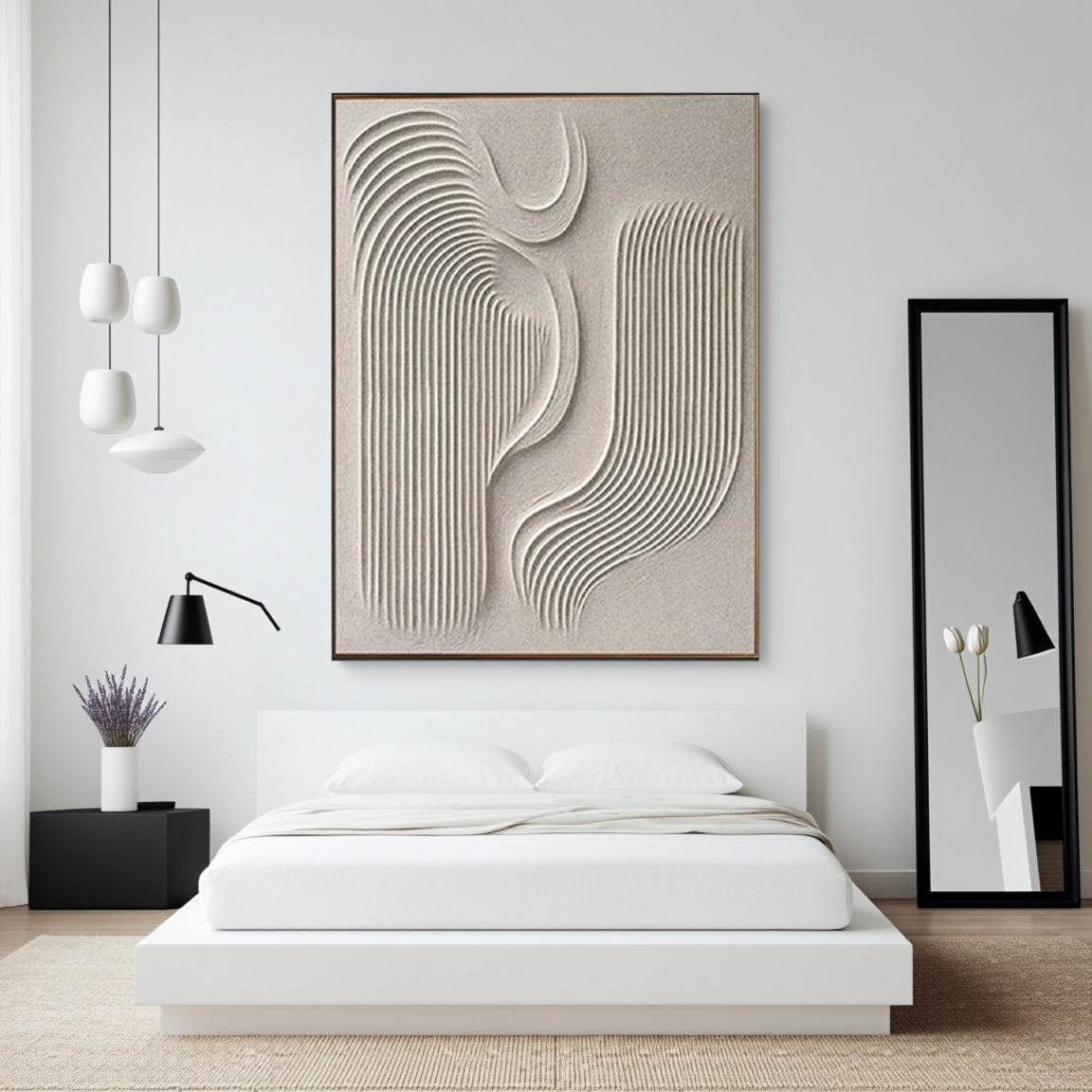 Geometric Wave Relief Abstract Wall Art
