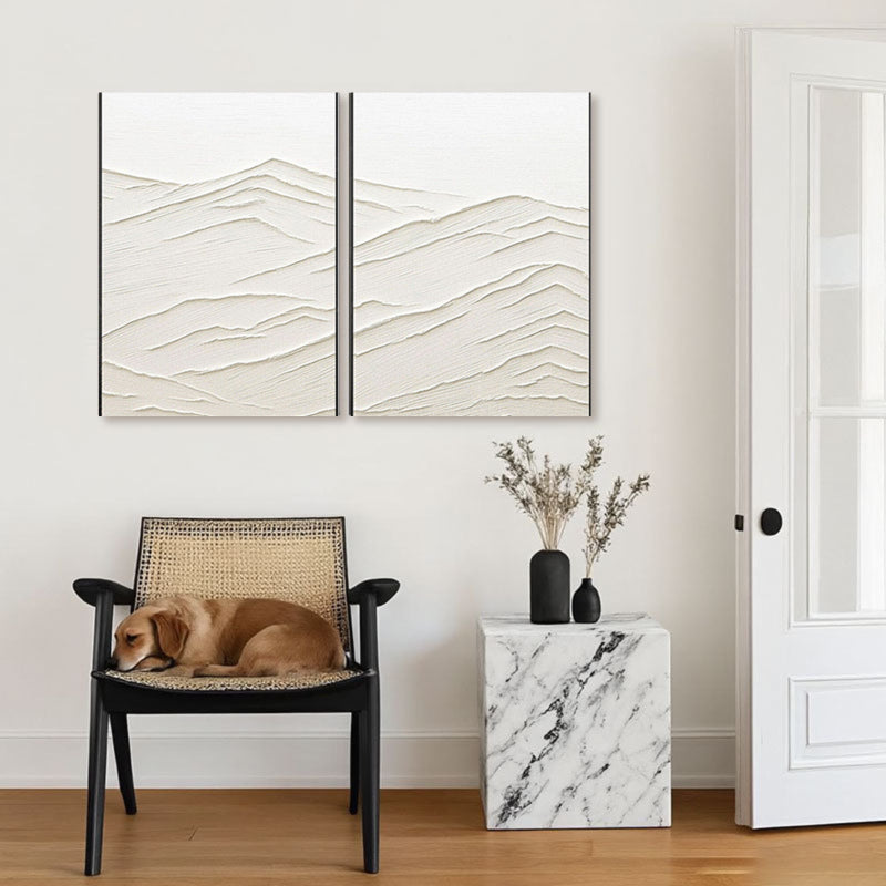 3D Textured White Mountain Range Wall Art Set of 2
