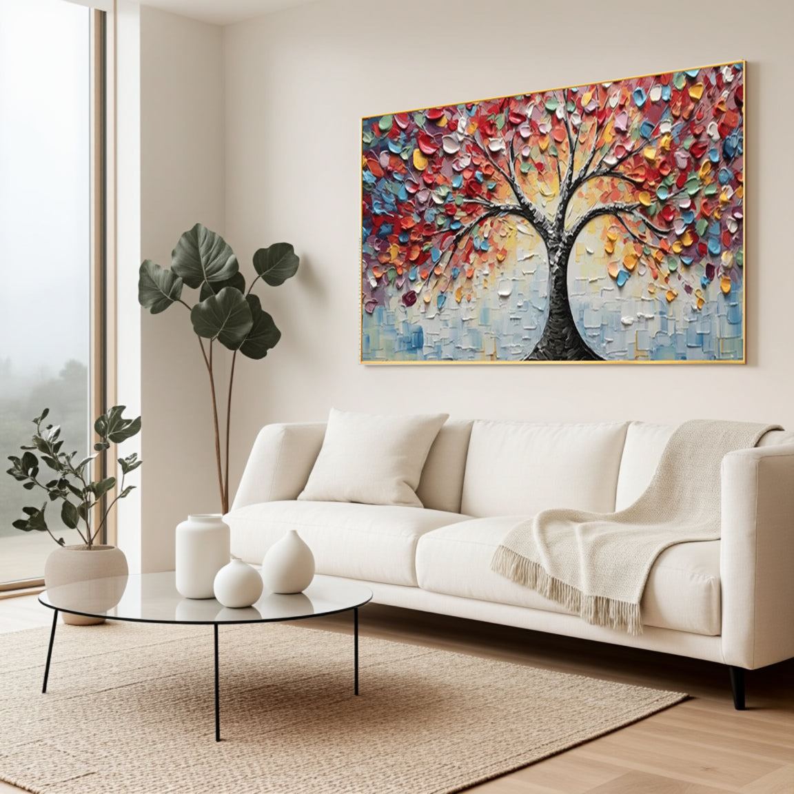 Sculptural Multicolor Tree of Life Wall Art
