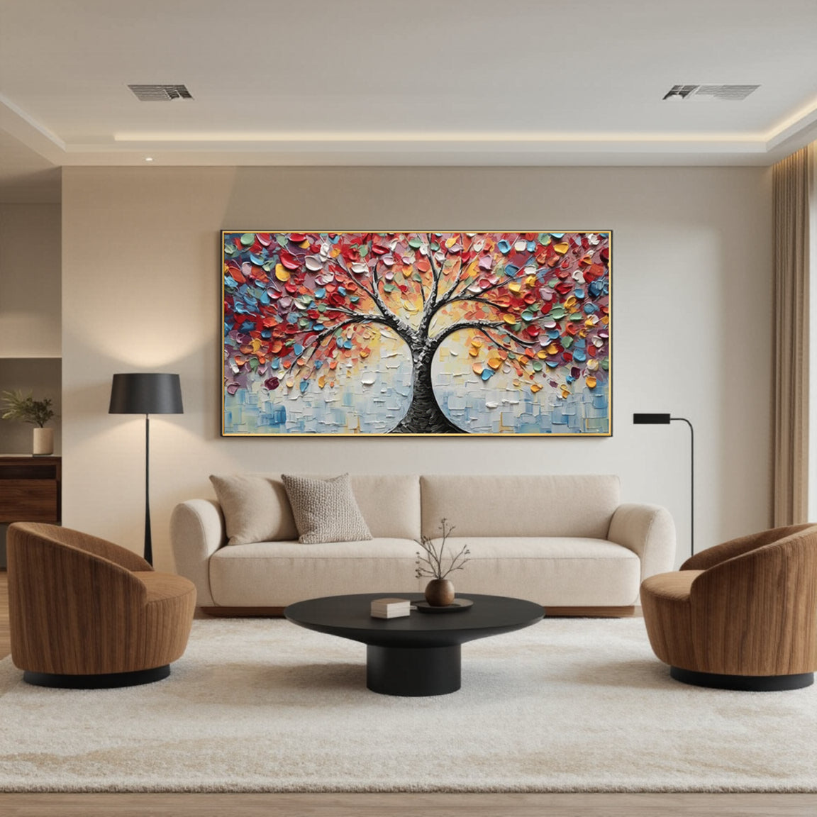 Sculptural Multicolor Tree of Life Wall Art