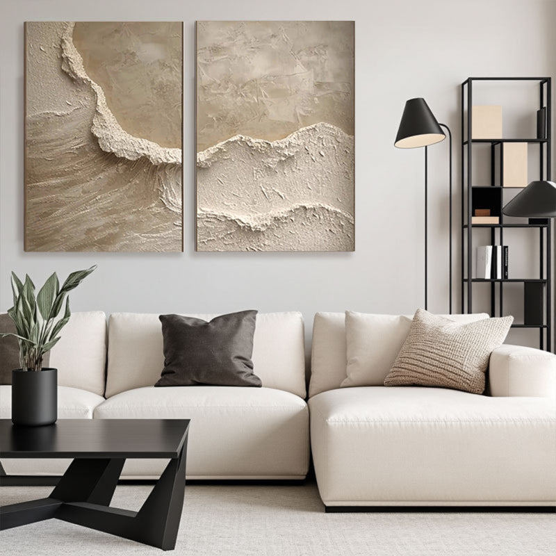 Textured Sandy Shore Canvas Wall Art Set of 2