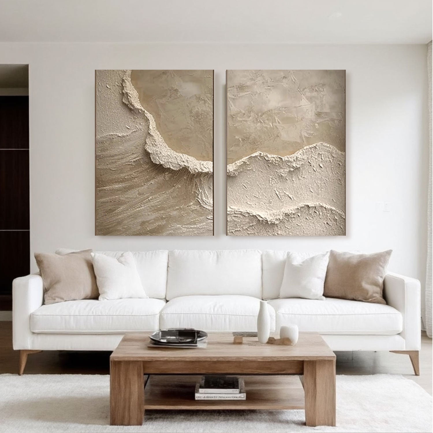 Textured Sandy Shore Canvas Wall Art Set of 2