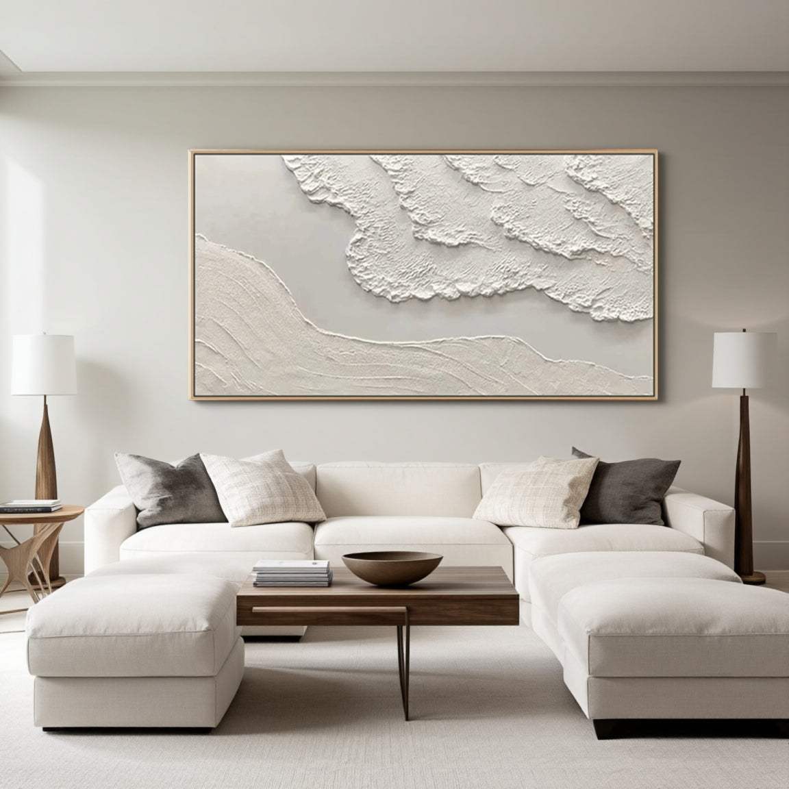 Textured Beige Ridge Relief Art