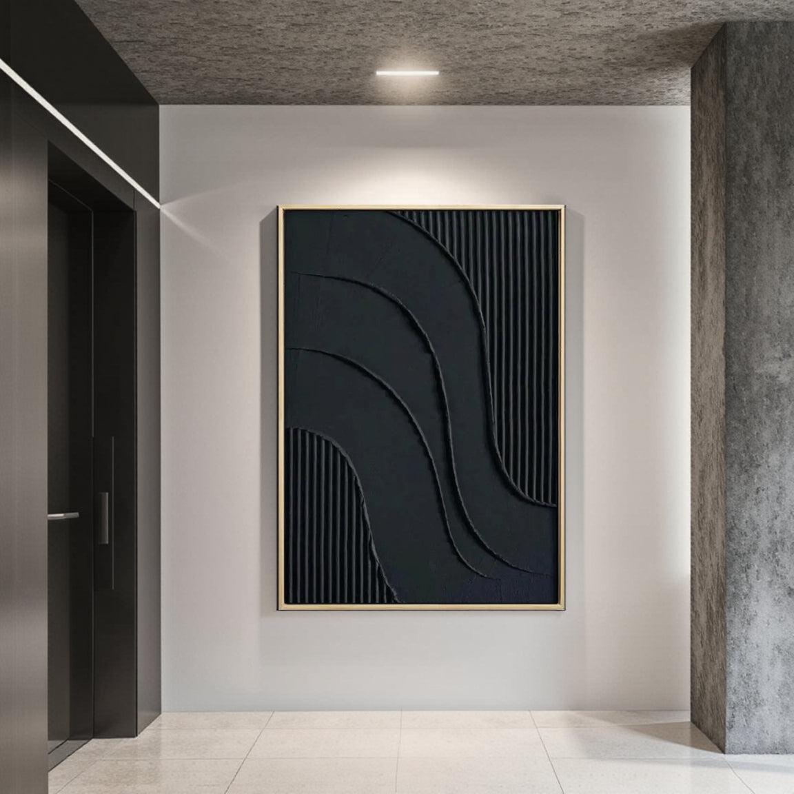 Textured Dark Flowing Line Wall Art
