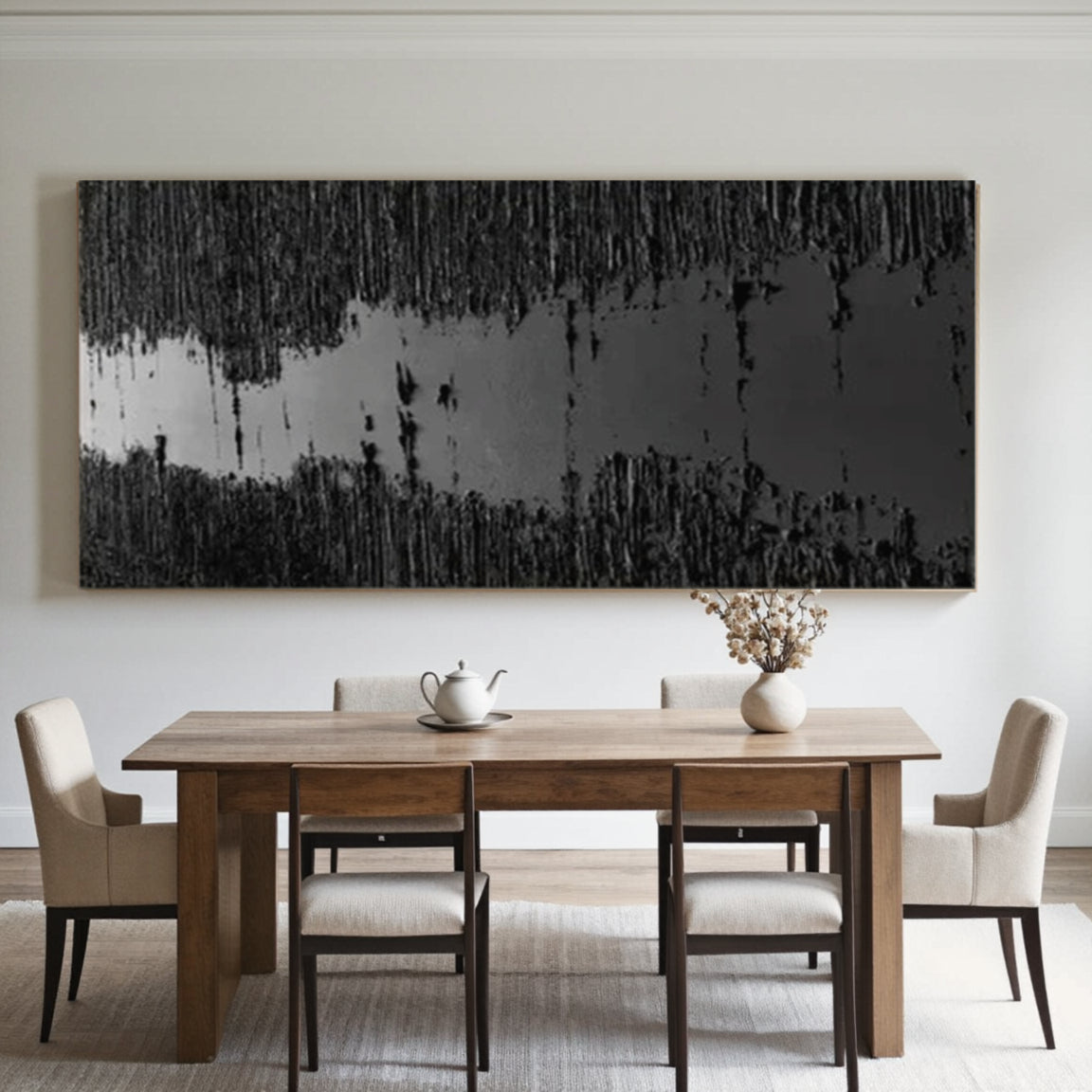 Sculptural Black Textured Canvas