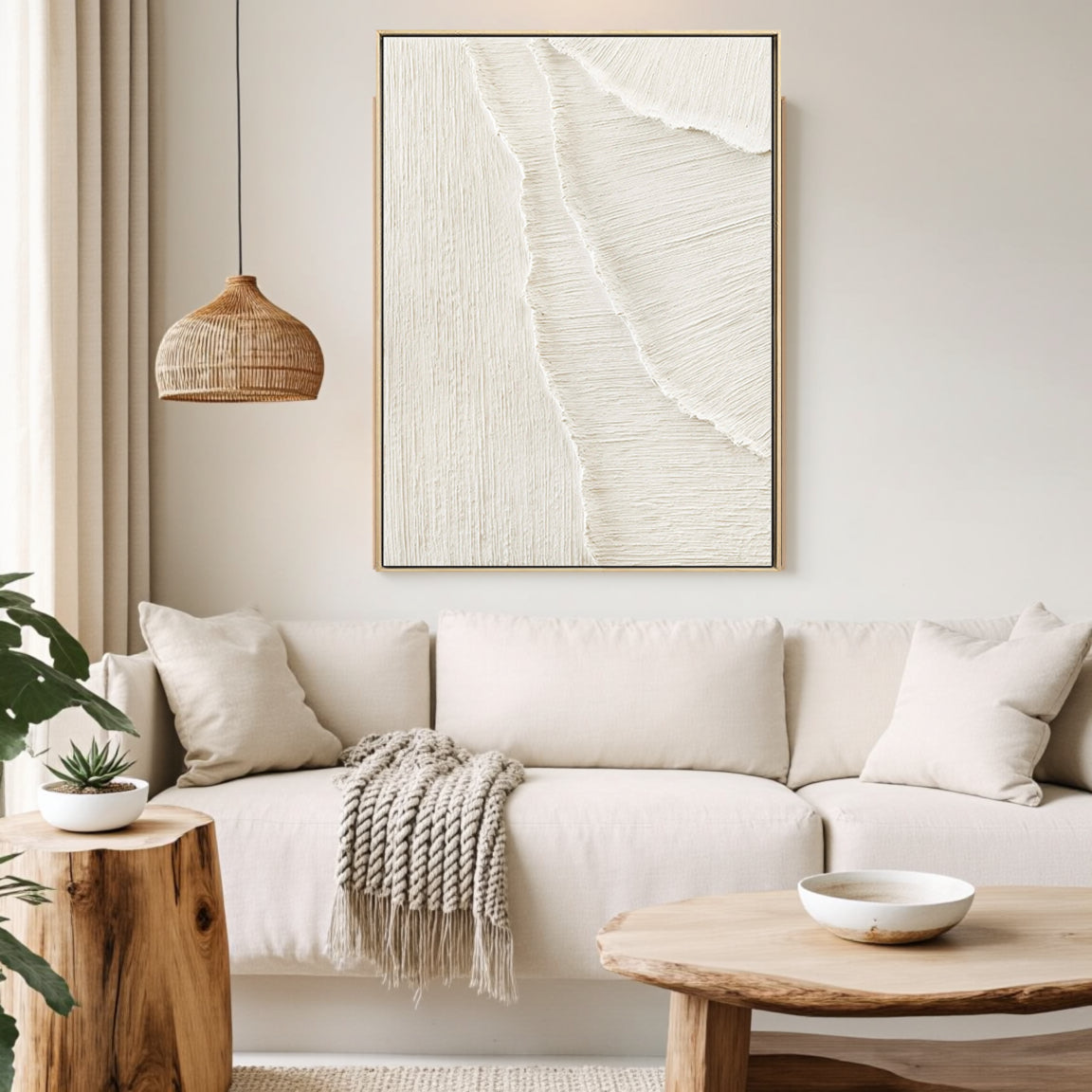 Sculptural Scratch Line White Wall Art