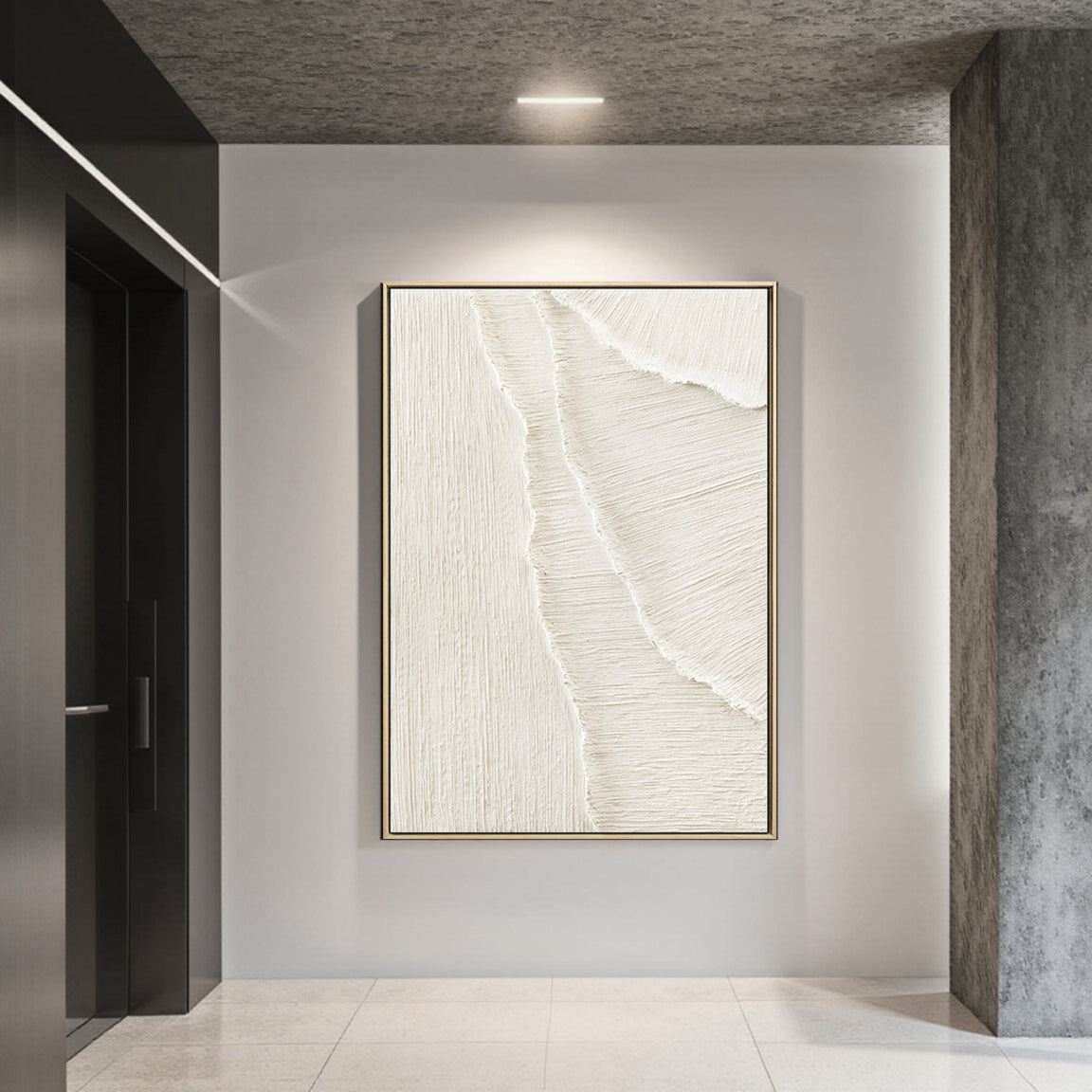 Sculptural Scratch Line White Wall Art