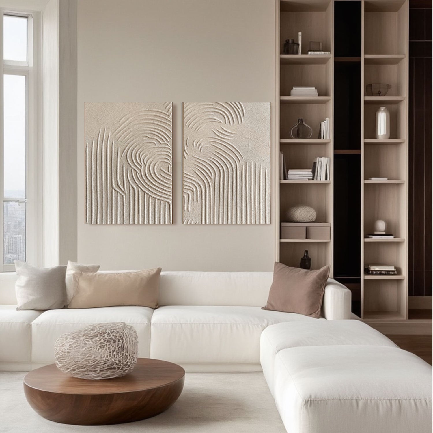 Contour Line Abstract Canvas Wall Art Set of 2