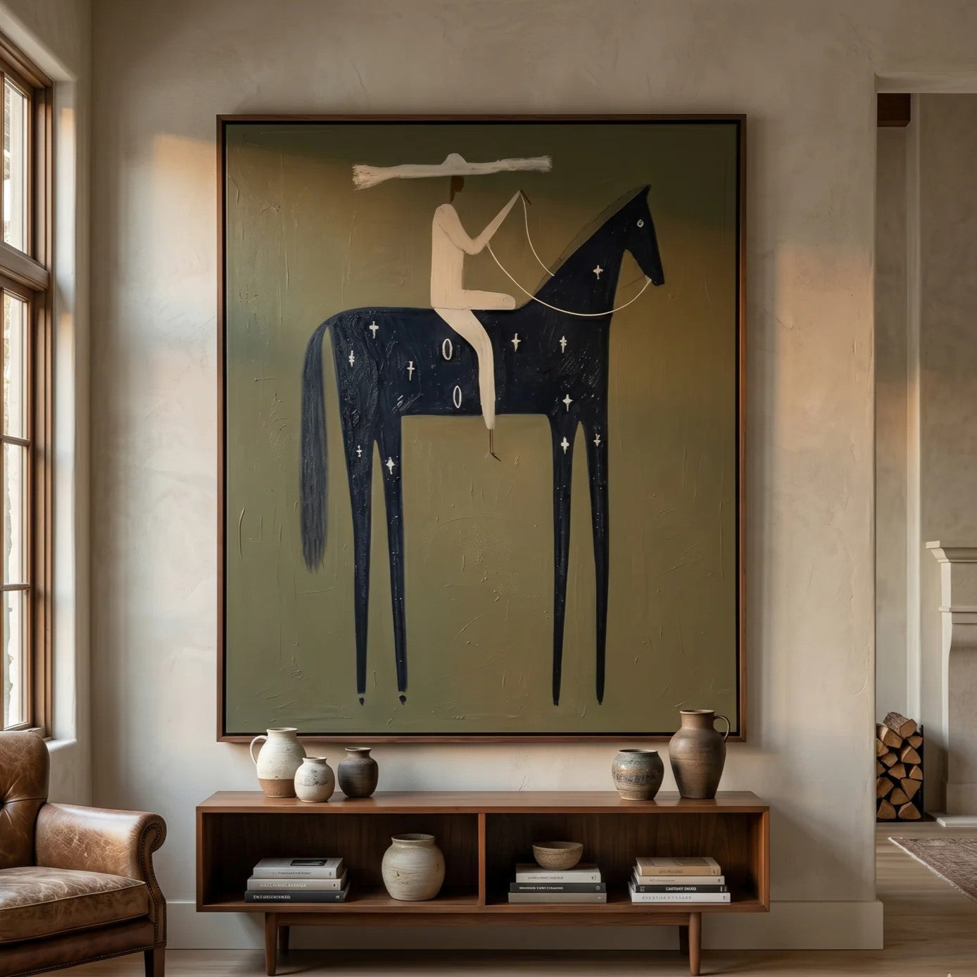 Whimsical Starry Horse Rider Wall Art