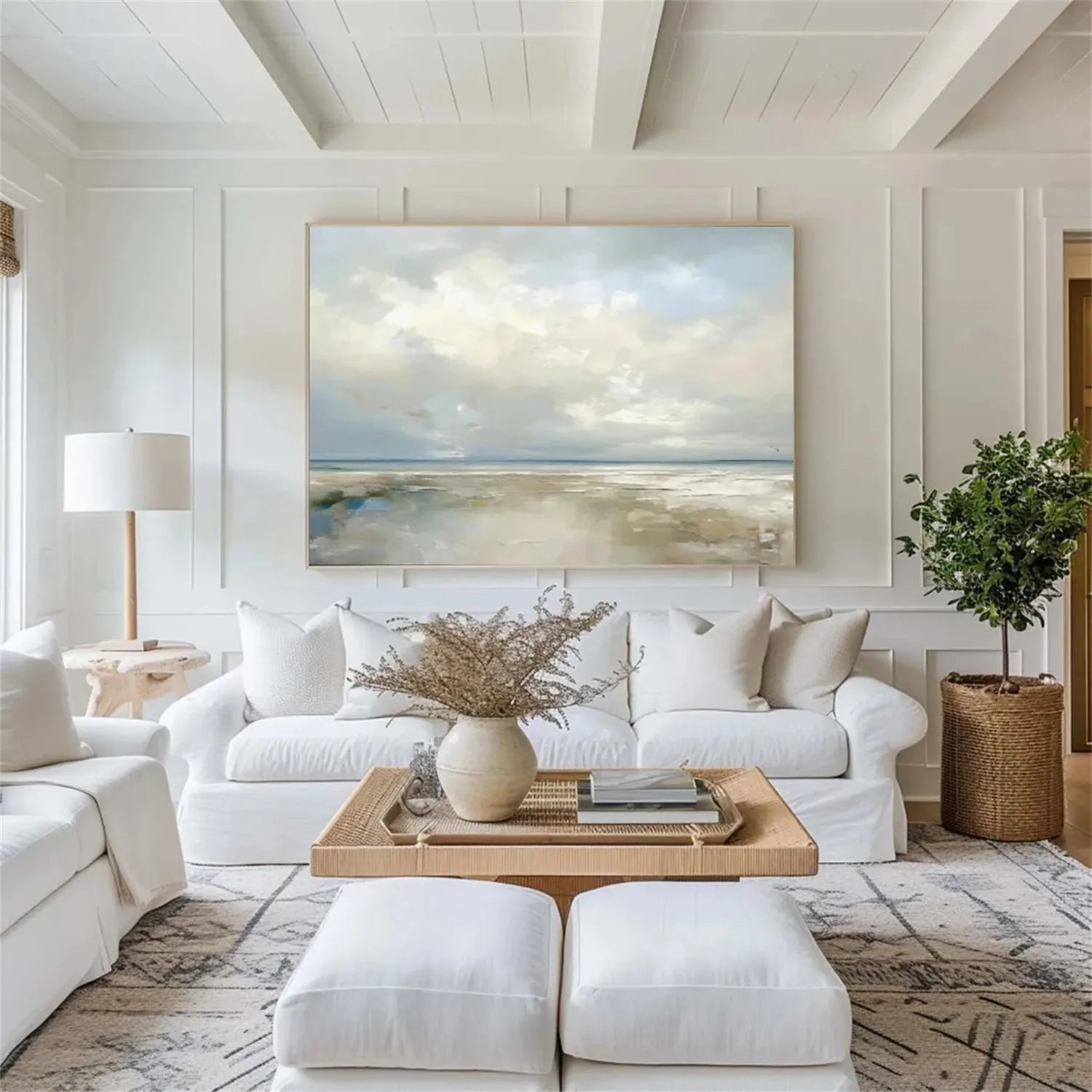 Cloudy Coastal Horizon Wall Art