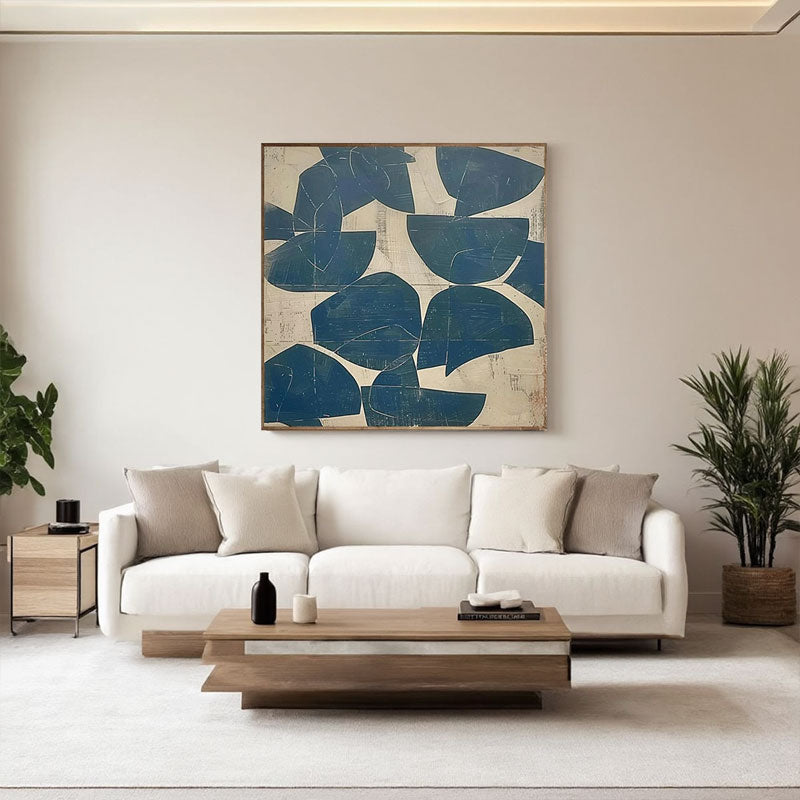 Sculptural Navy Leaf Panel Wall Art
