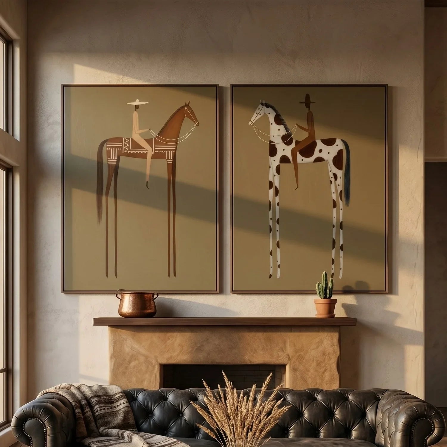 Flat-Toned Rider Duo Wall Art Set of 2