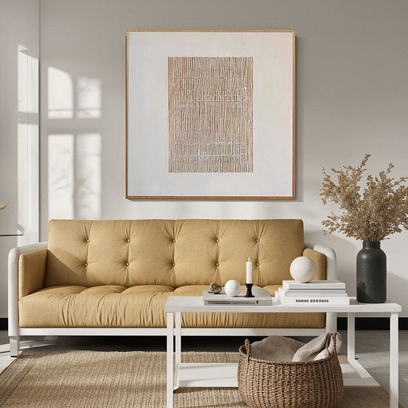 Ribbed Texture Neutral Tone Abstract Wall Art