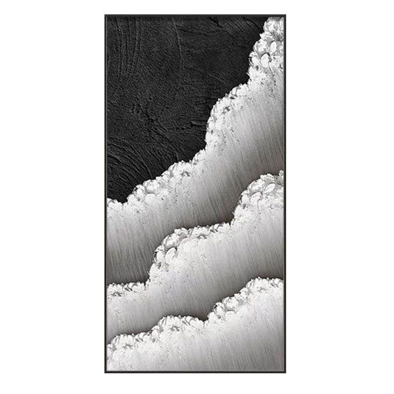 Black White Textured Minimalist Wall Art