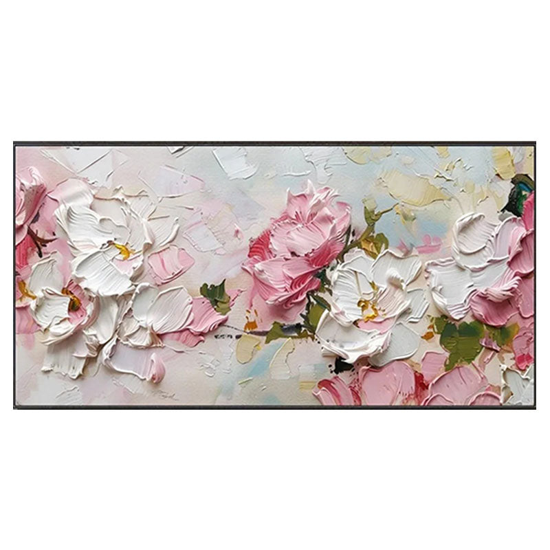 Sculptural Pink Peony Textured Canvas