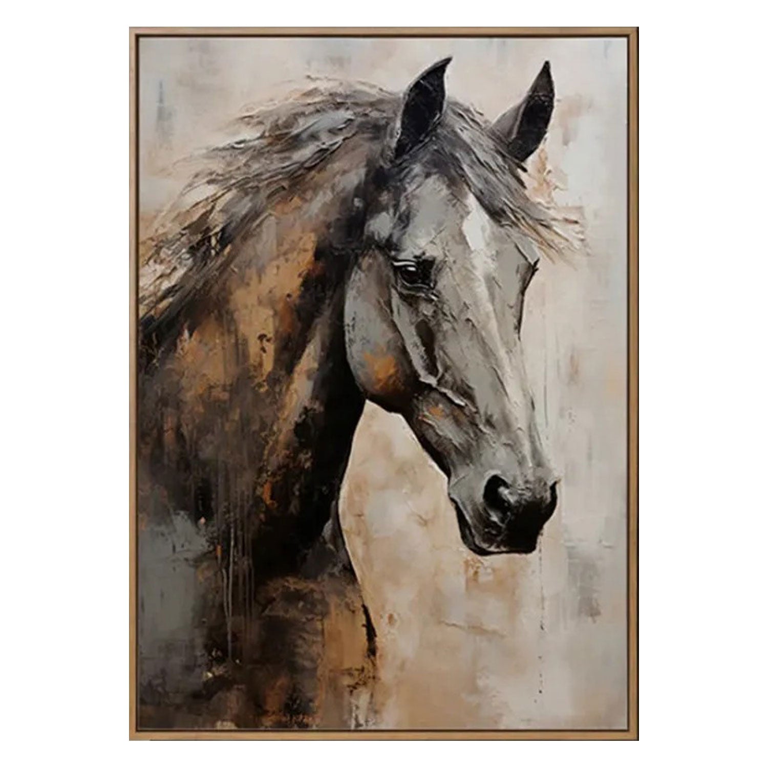 Framed Textured Horse Portrait Art