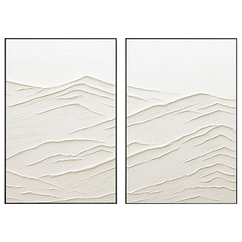 3D Textured White Mountain Range Wall Art Set of 2