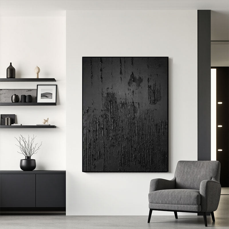 Black Minimalist Textured Wall Art