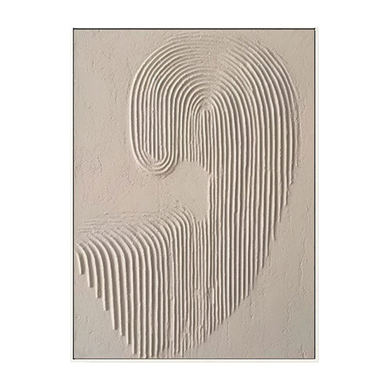 3D Textured Beige Concentric Line Wall Art