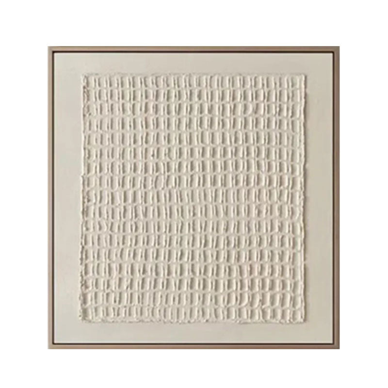 3D Grid Texture Cream White Wall Art