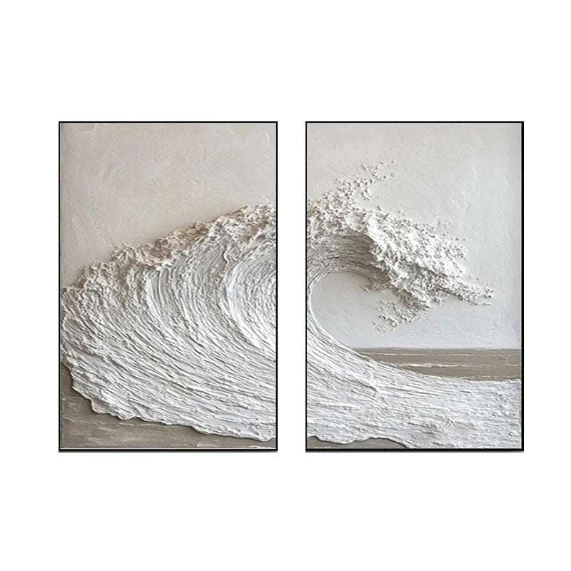 Sculptural Wave Relief Canvas Art Set of 2