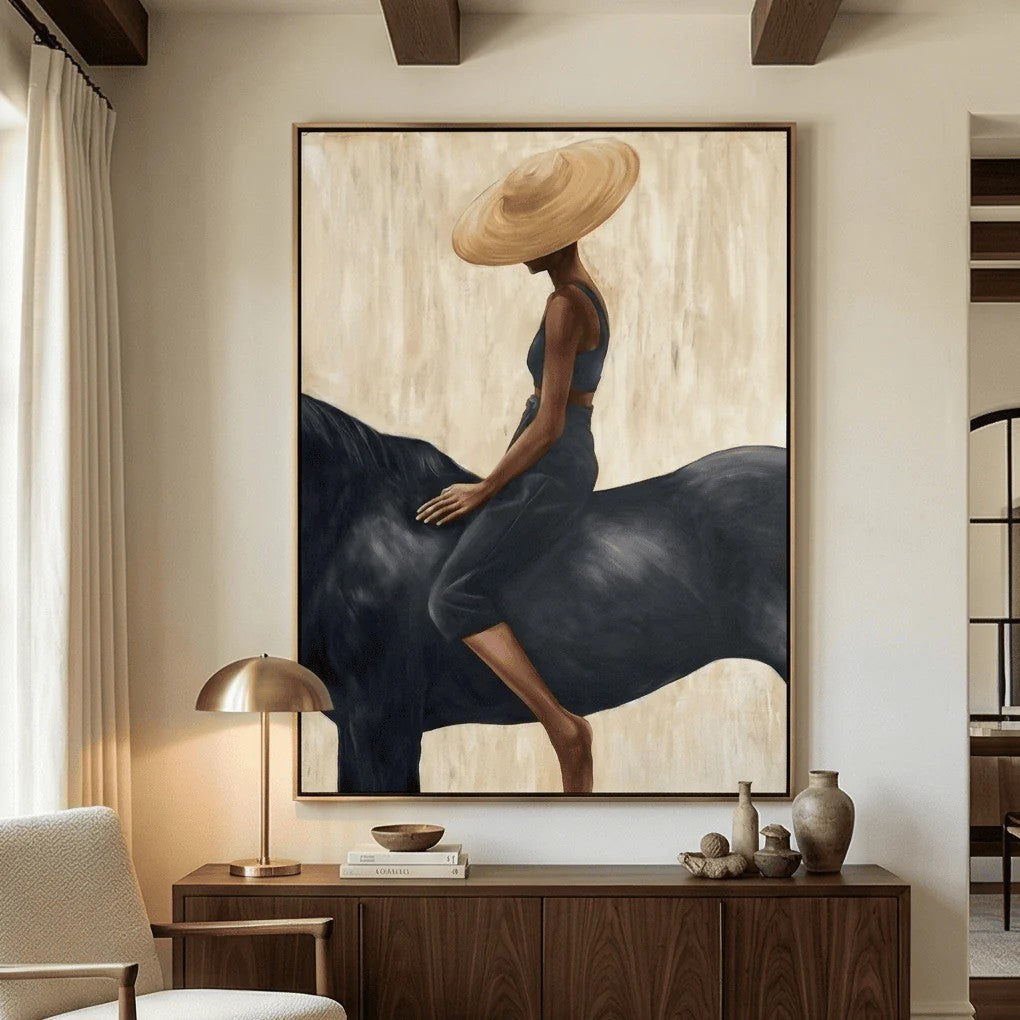 Wide-Brim Hat Woman on Horseback Wall Art