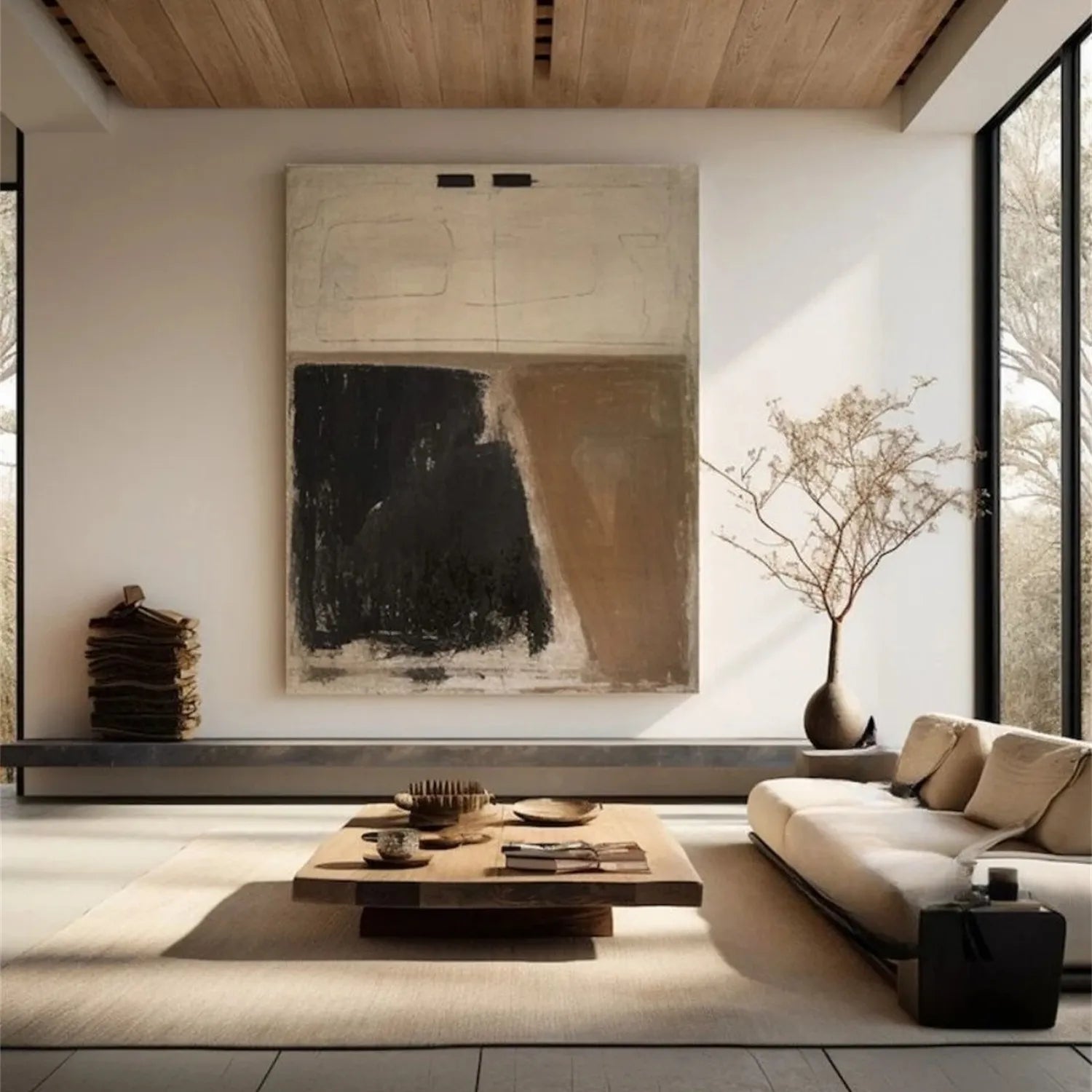 Modern Geometric Black Tan Wall Art