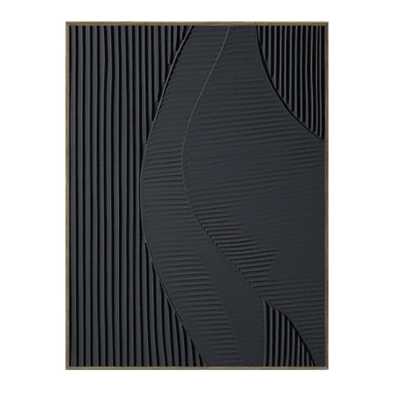 Modern Black Wave Curve Textured Wall Art