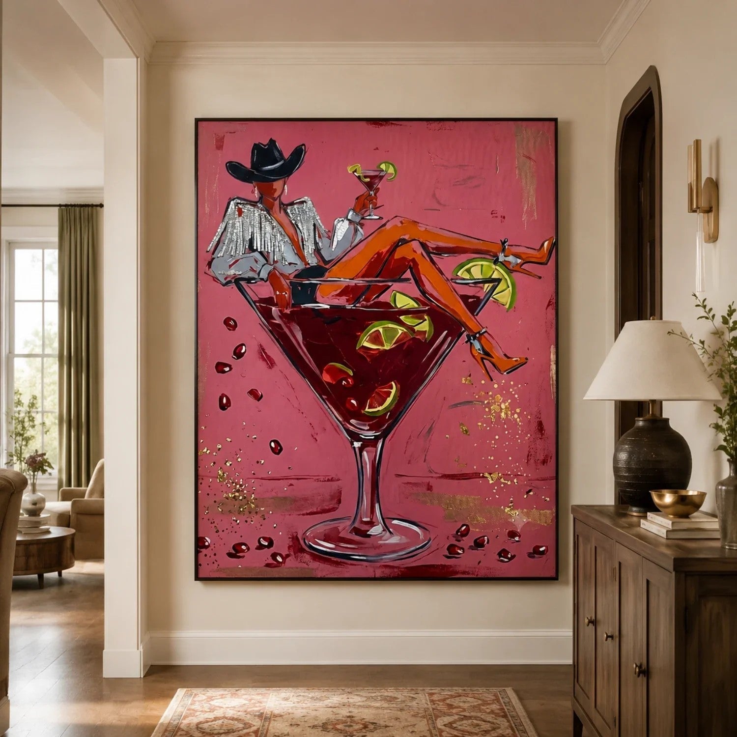 Cowgirl in Martini Glass Pop Art Wall Art
