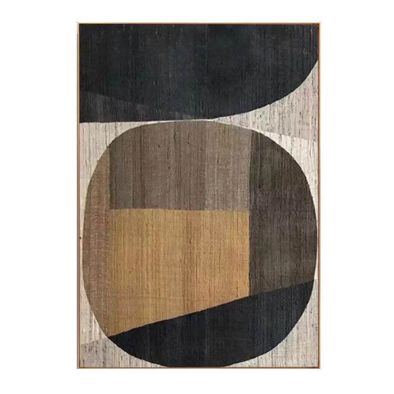 Hand-Painted Black, Tan & Brown Geometric Wall Art