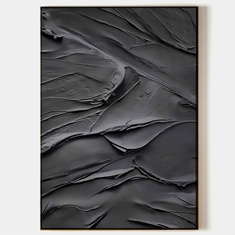 Sculptural Dark Textured Abstract Wall Art