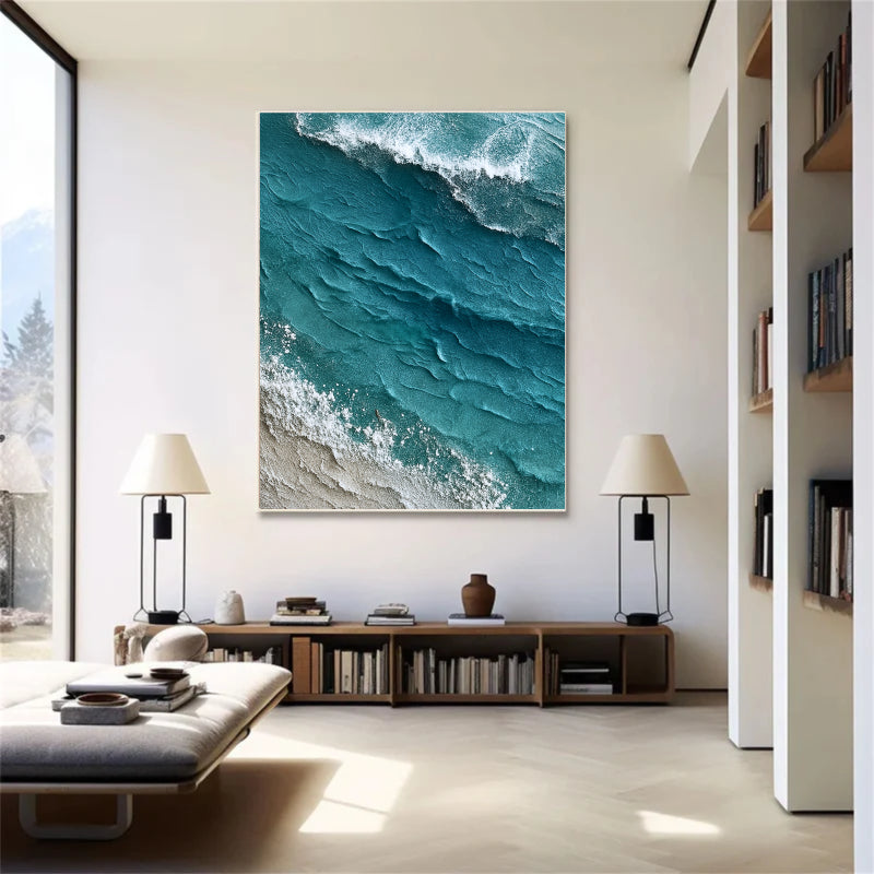 Textured Turquoise Wave Wall Art
